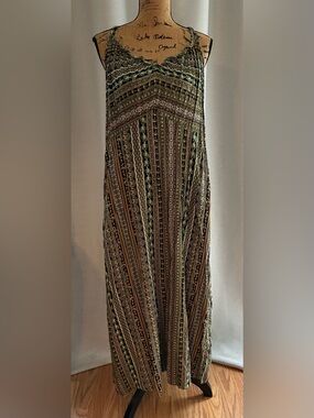 BloomChic Olive Green Multi-Pattern Maxi Skirt